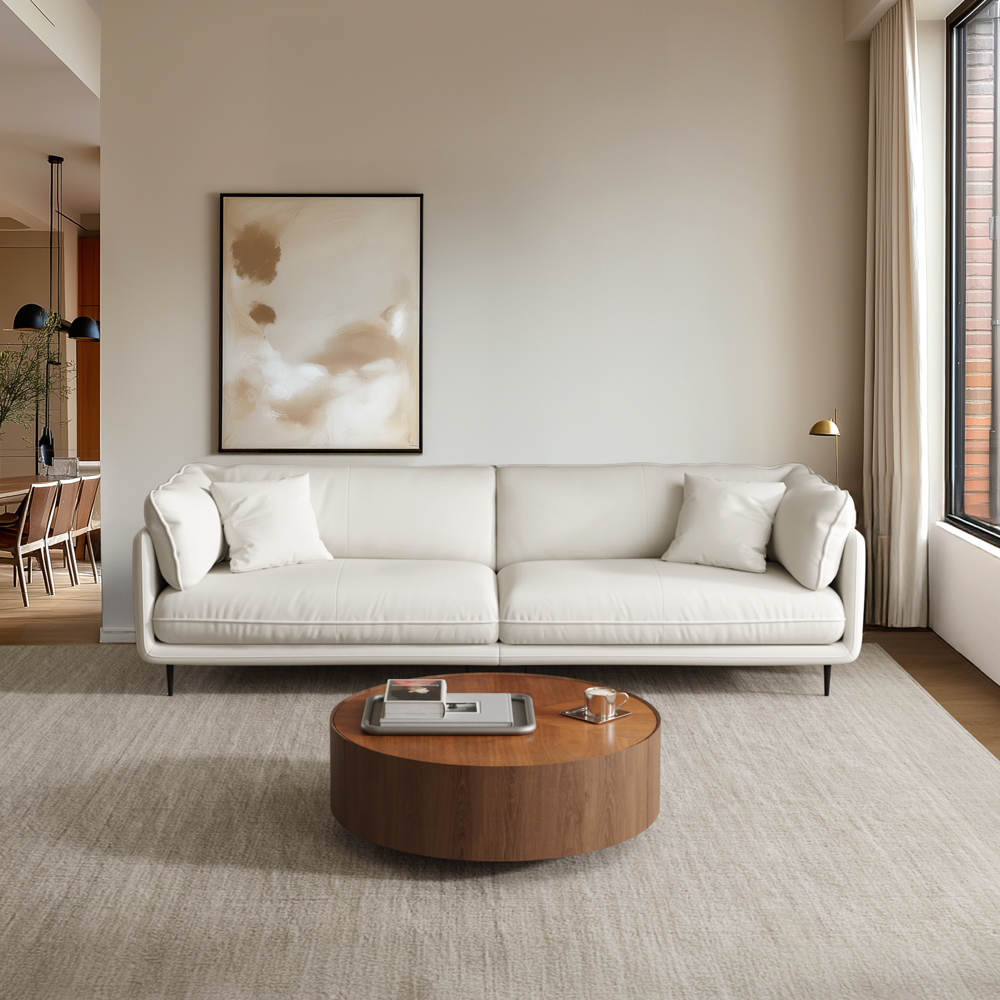 Vanilla Brown Leather Sofa