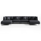 Vanilla Black Leather U-Shaped Sectional