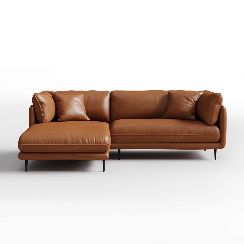 Vanilla Brown Leather Sectional