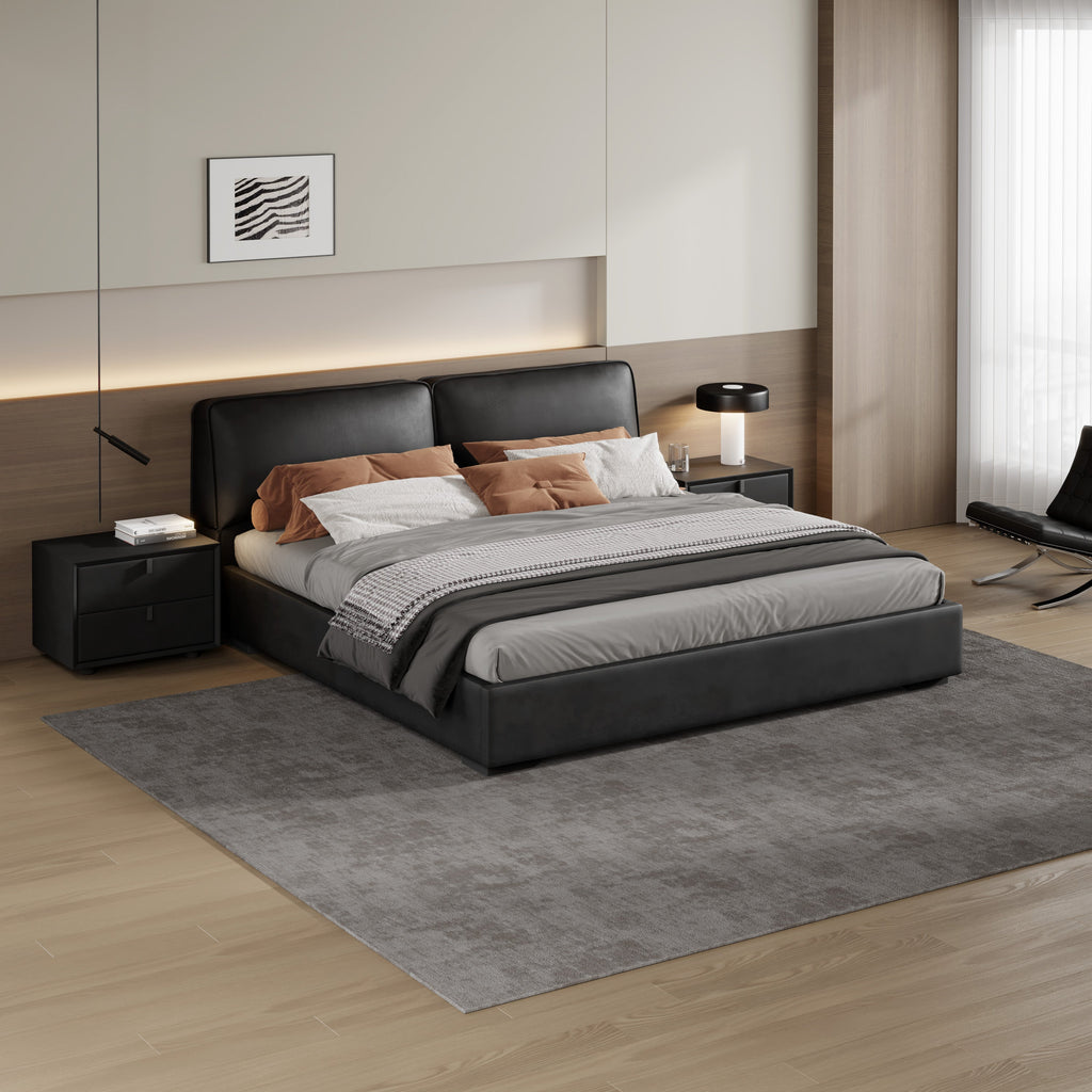 Domus Black Leather Bed