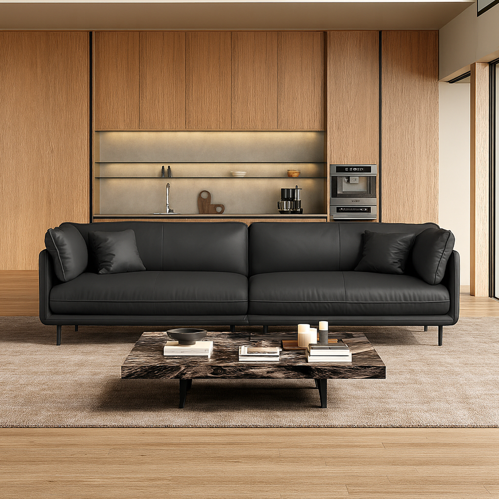 Vanilla Black Leather Sofa