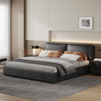 Domus Black Leather Bed