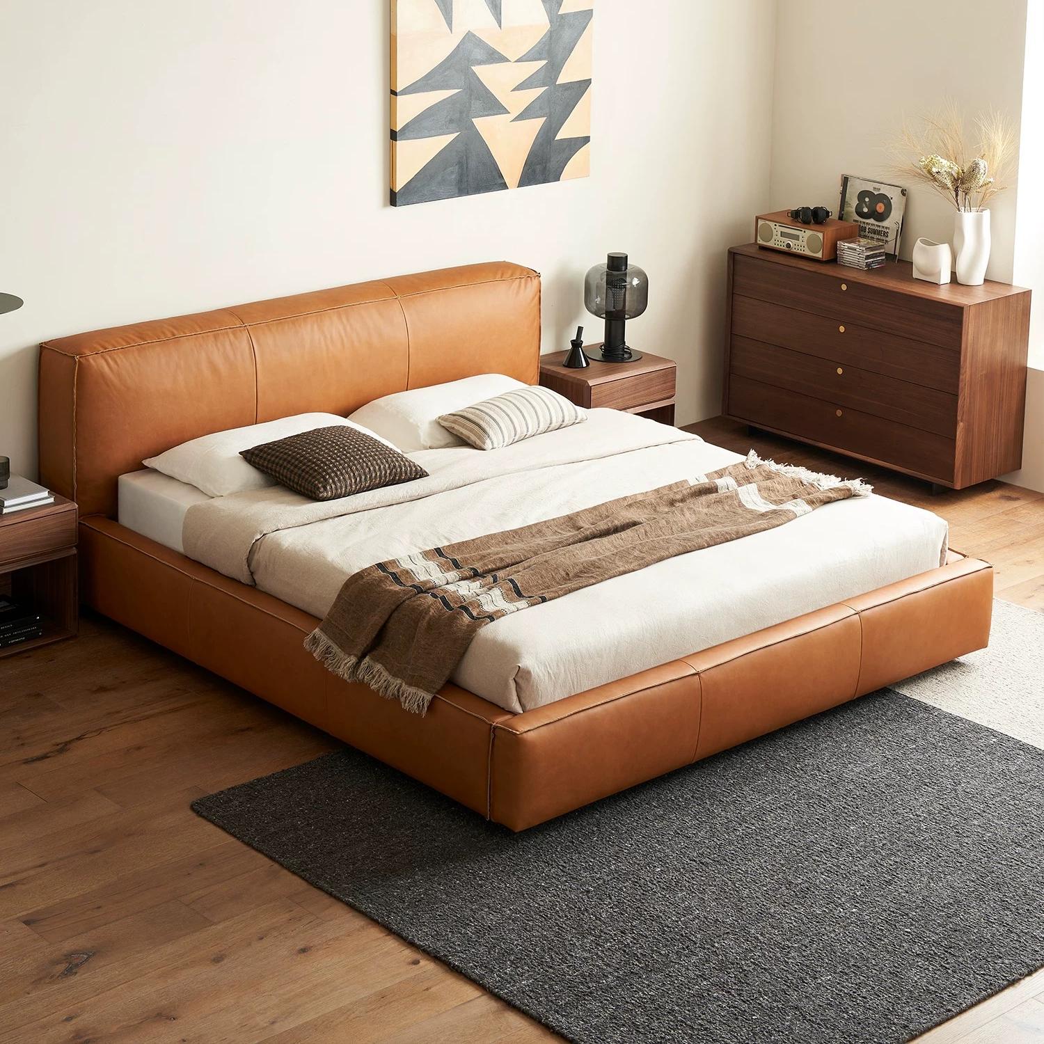 Cinnamon Leather Bed