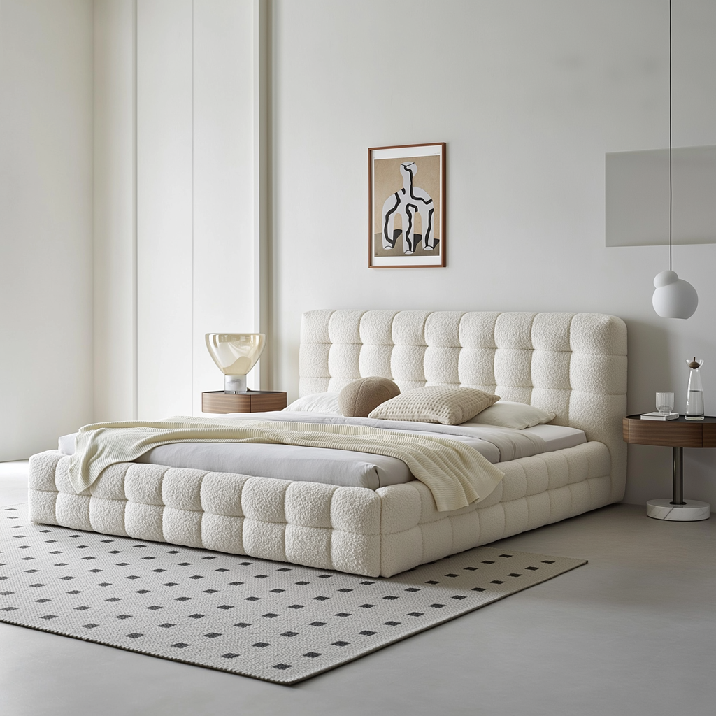 Cream Puff Boucle Bed