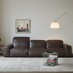 Nero Black Recliner Leather Lounge Sofa