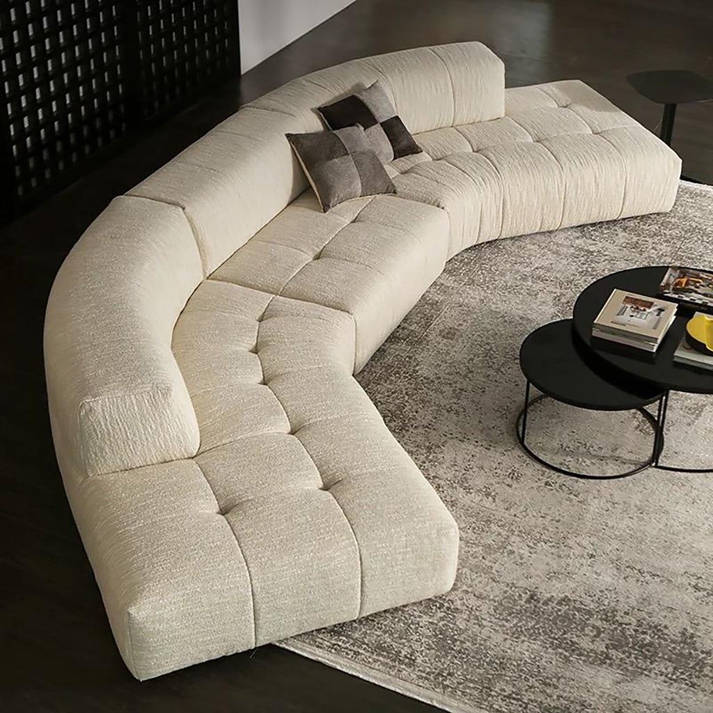 Almond Cream Curved Sectional Sofa