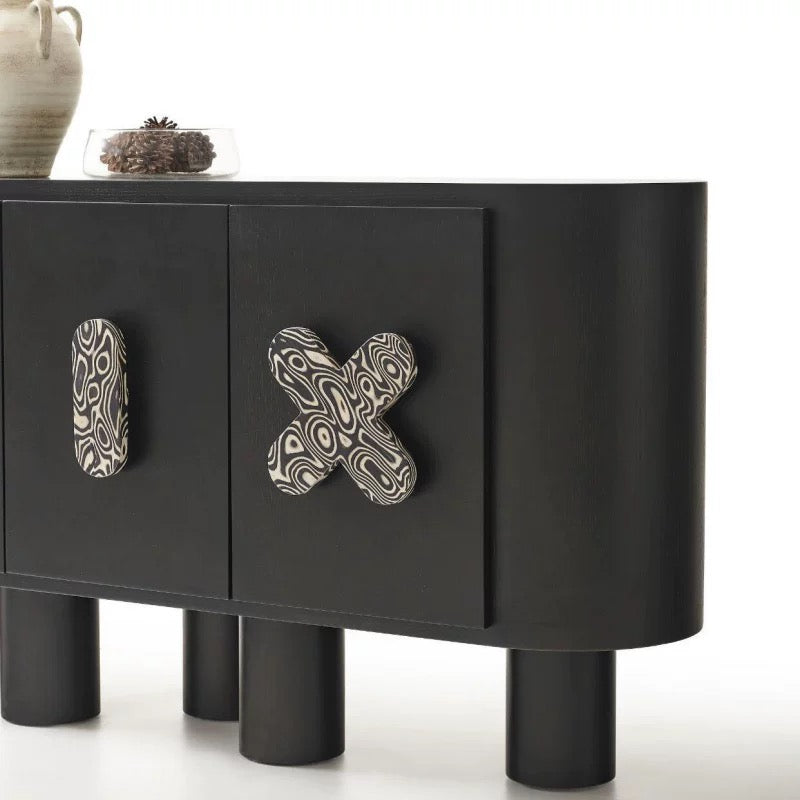 Cross & Line Black Sideboard Cabinet