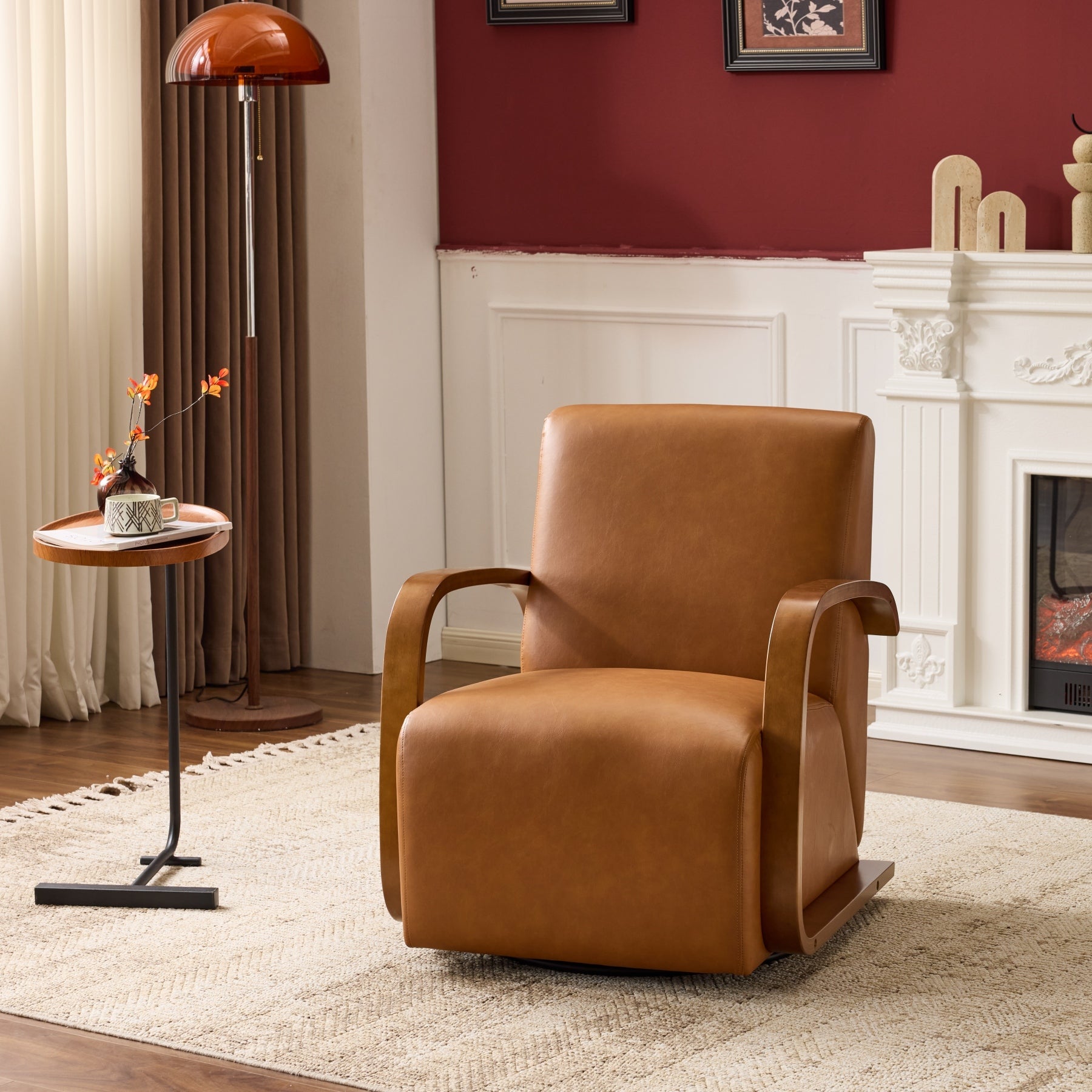Savile Brown Leather Swivel Armchair