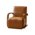 Savile Brown Leather Swivel Armchair