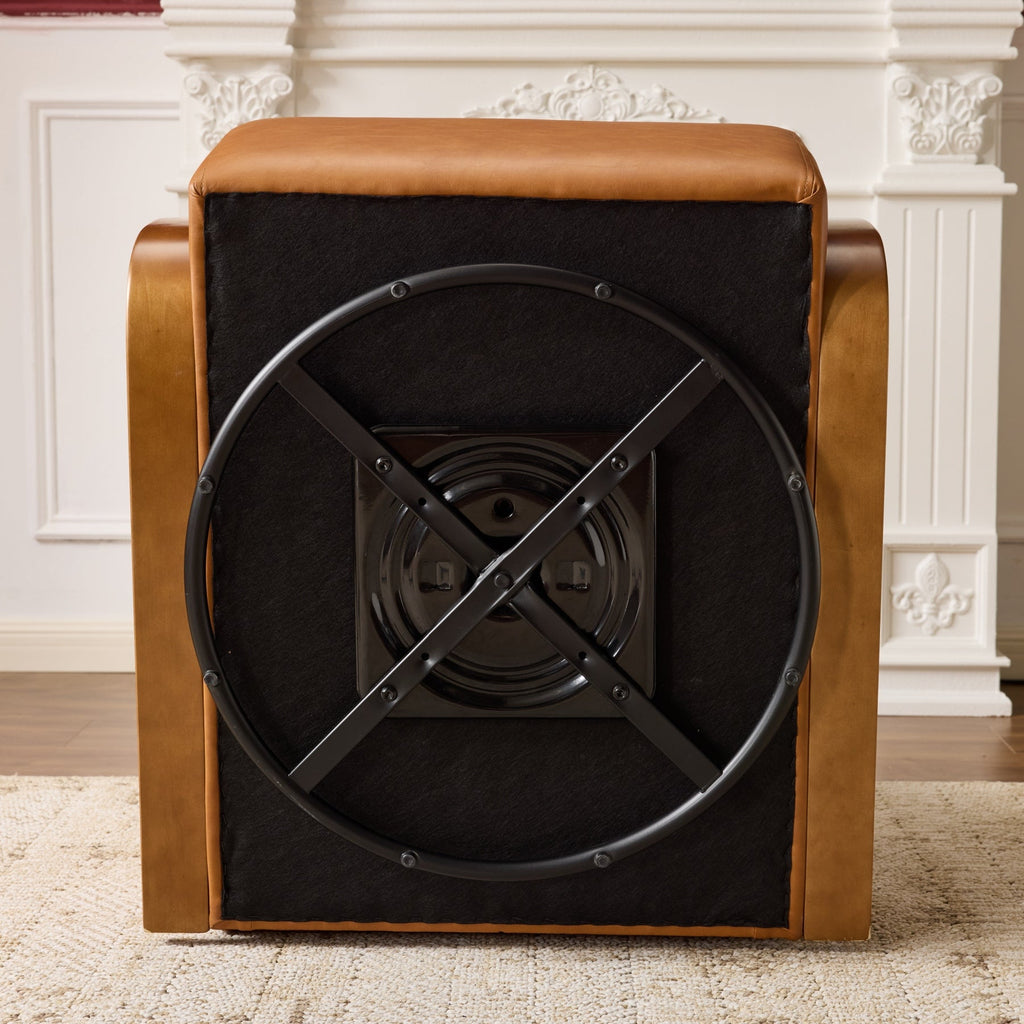 Savile Brown Leather Swivel Armchair