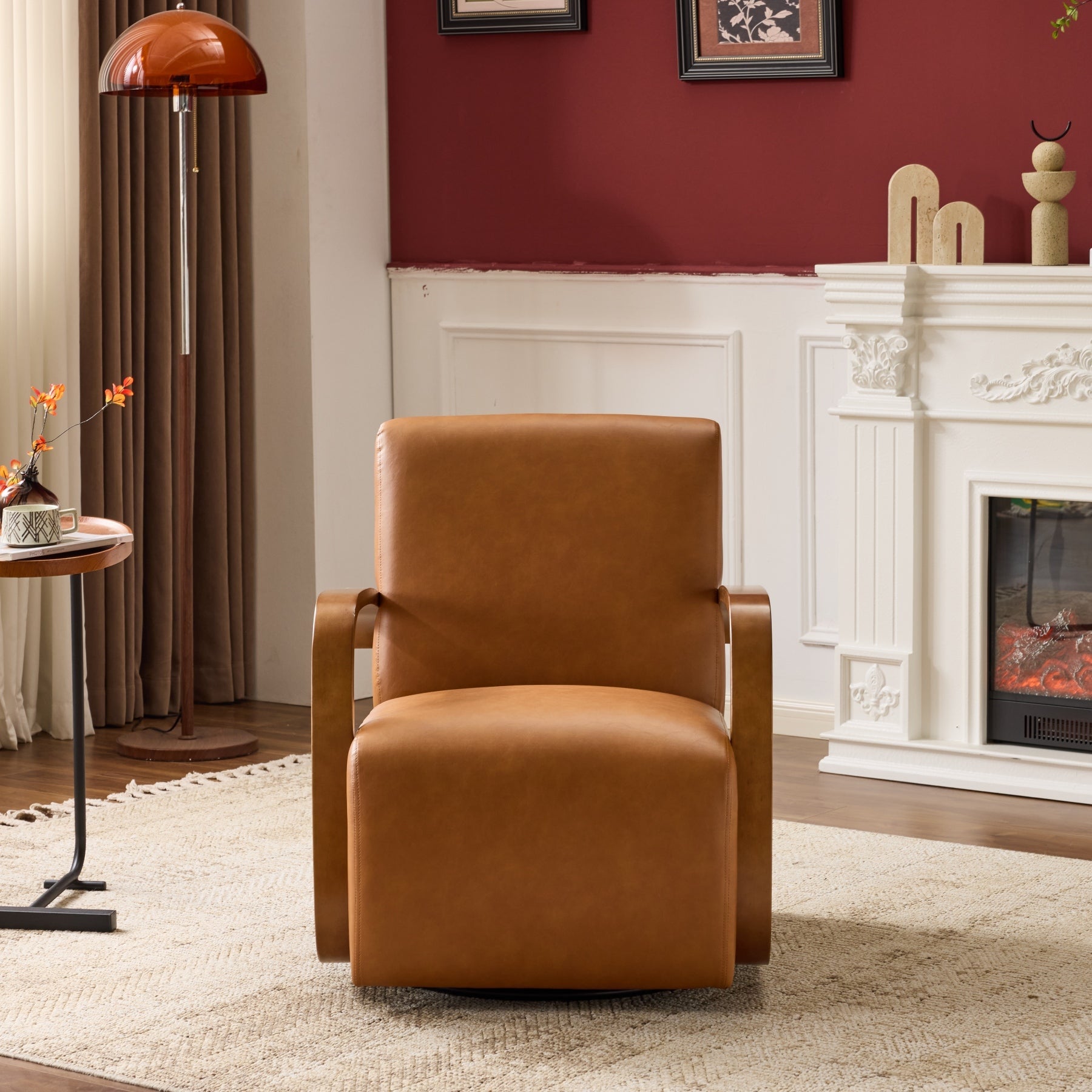 Savile Brown Leather Swivel Armchair