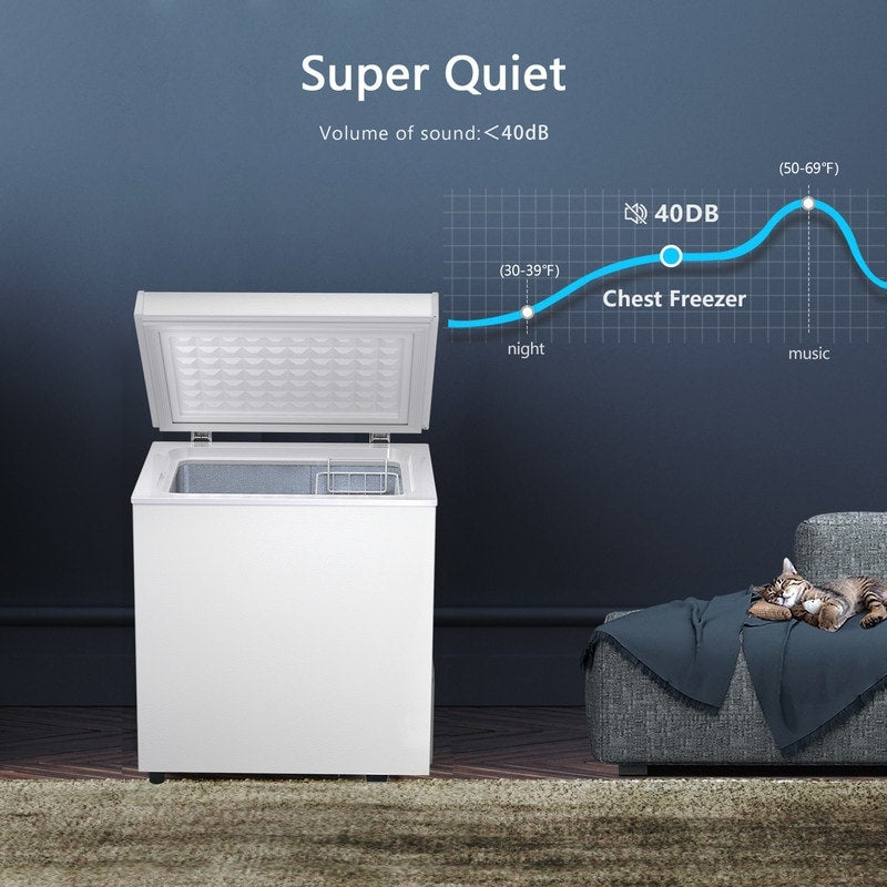 Congélateur coffre de 1,8 pi³ avec panier amovible, vidange par le bas, thermostat à 7 niveaux, conception autonome pour maison et appartement