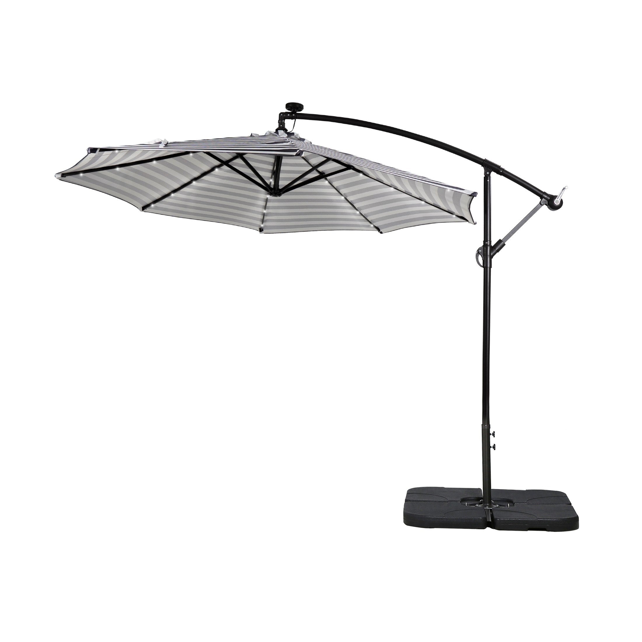 Parasol de terrasse éclairé à énergie solaire de 3 m avec pied