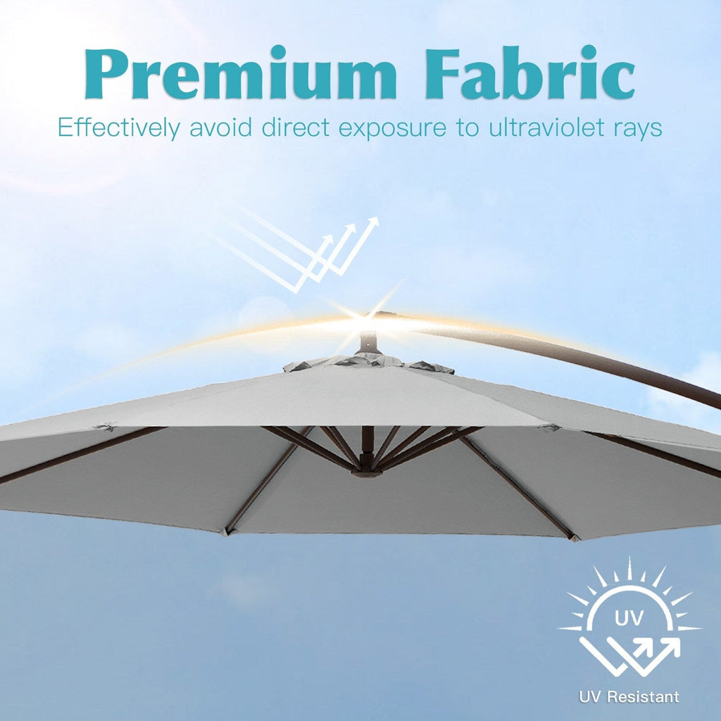 Parasol déporté à manivelle en acier de 10 pieds avec base lestée