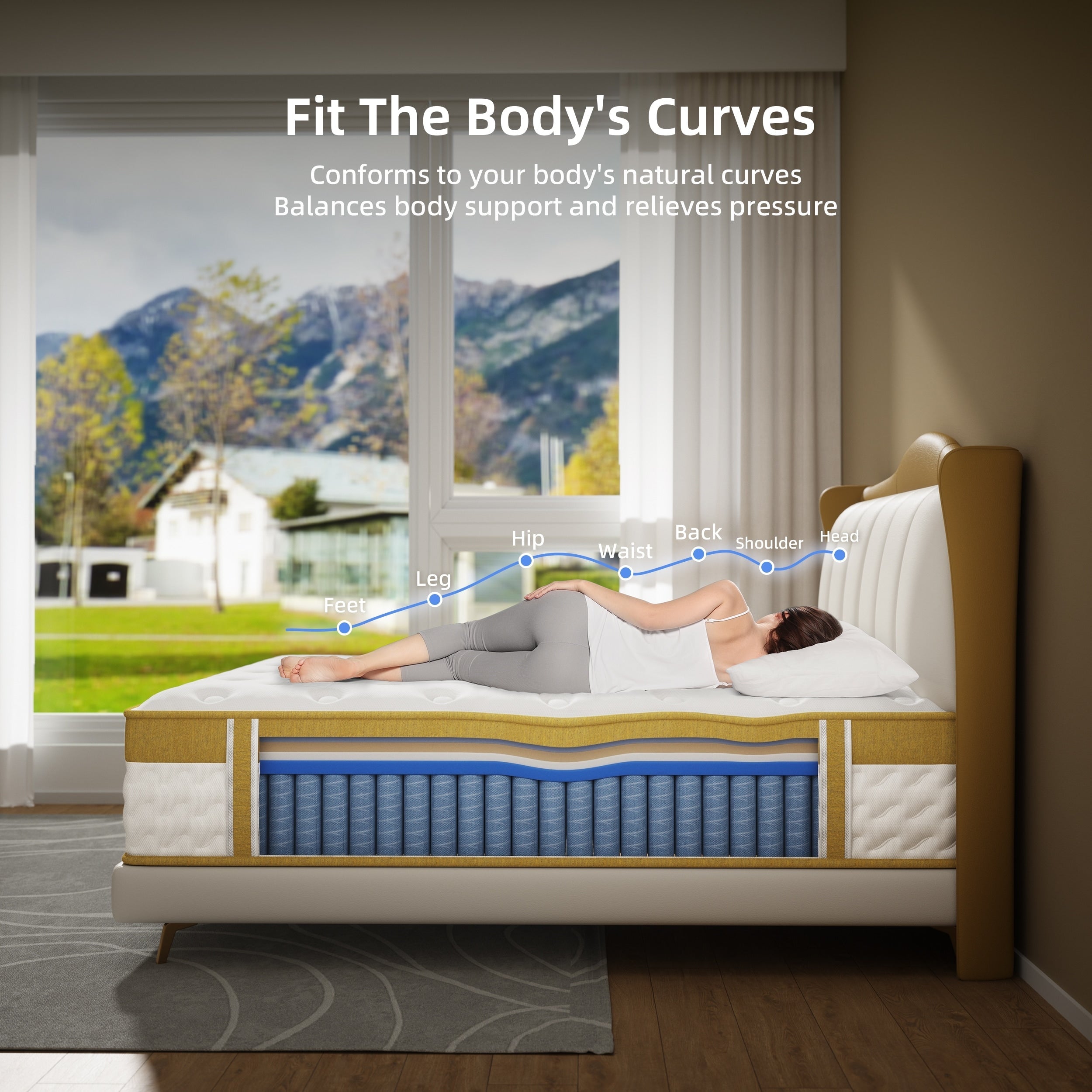 Matelas hybride en mousse à mémoire de forme et à ressorts de 10 pouces