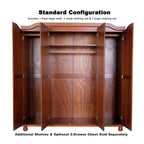 Armoire penderie 4 portes Kyle 100 % bois massif de Palace Imports avec portes en bois massif ou en miroir