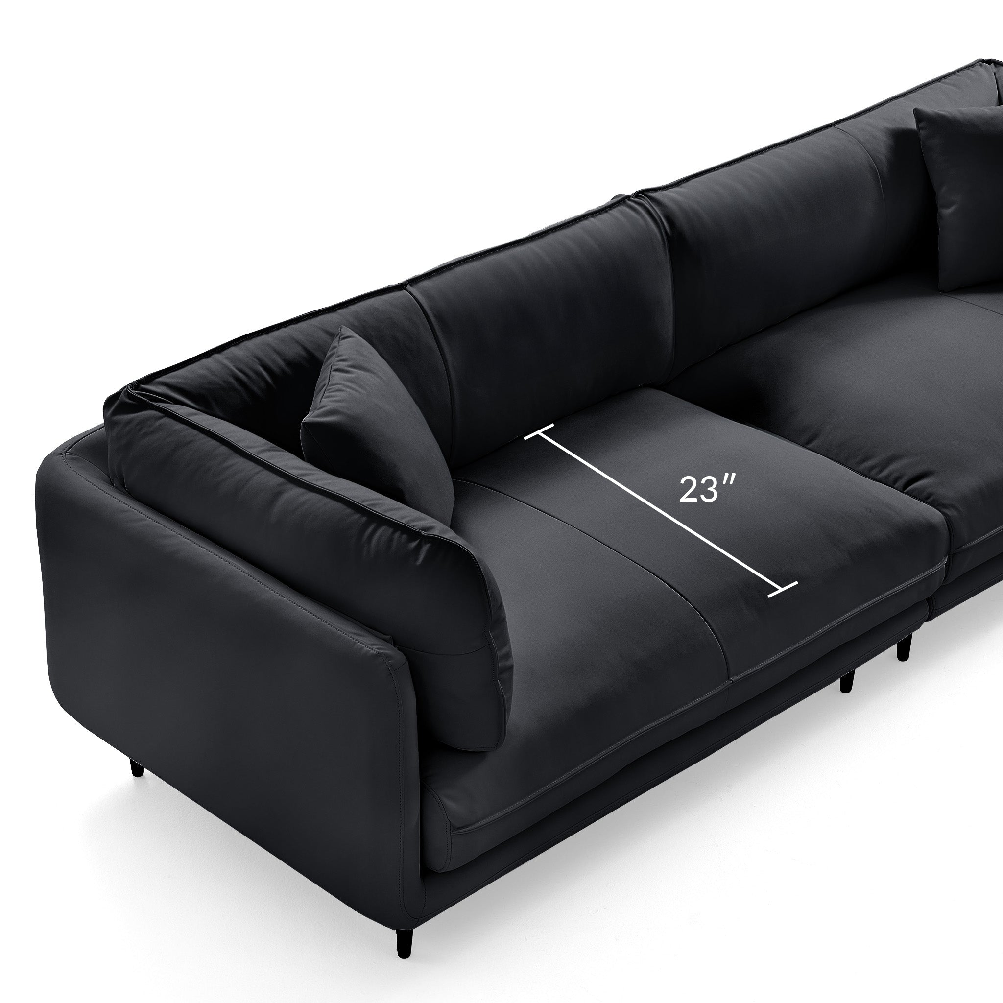 Vanilla Black Leather U-Shaped Sectional