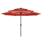 Parasol de terrasse inclinable à 3 niveaux de 10 pieds de MAISON ARTS, parasol d'extérieur à double ventilation avec lumières LED