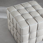 Monarch Leather Tufted Cube Pouf