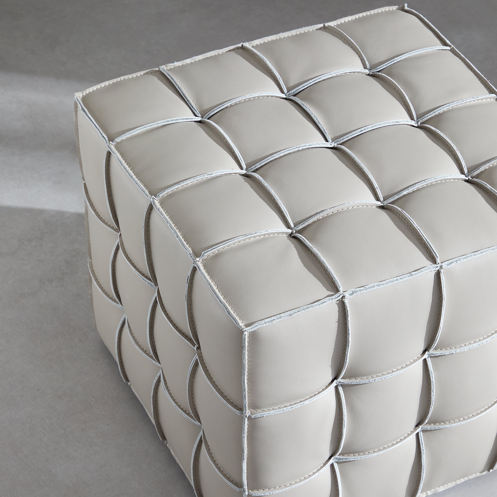 Monarch Leather Tufted Cube Pouf