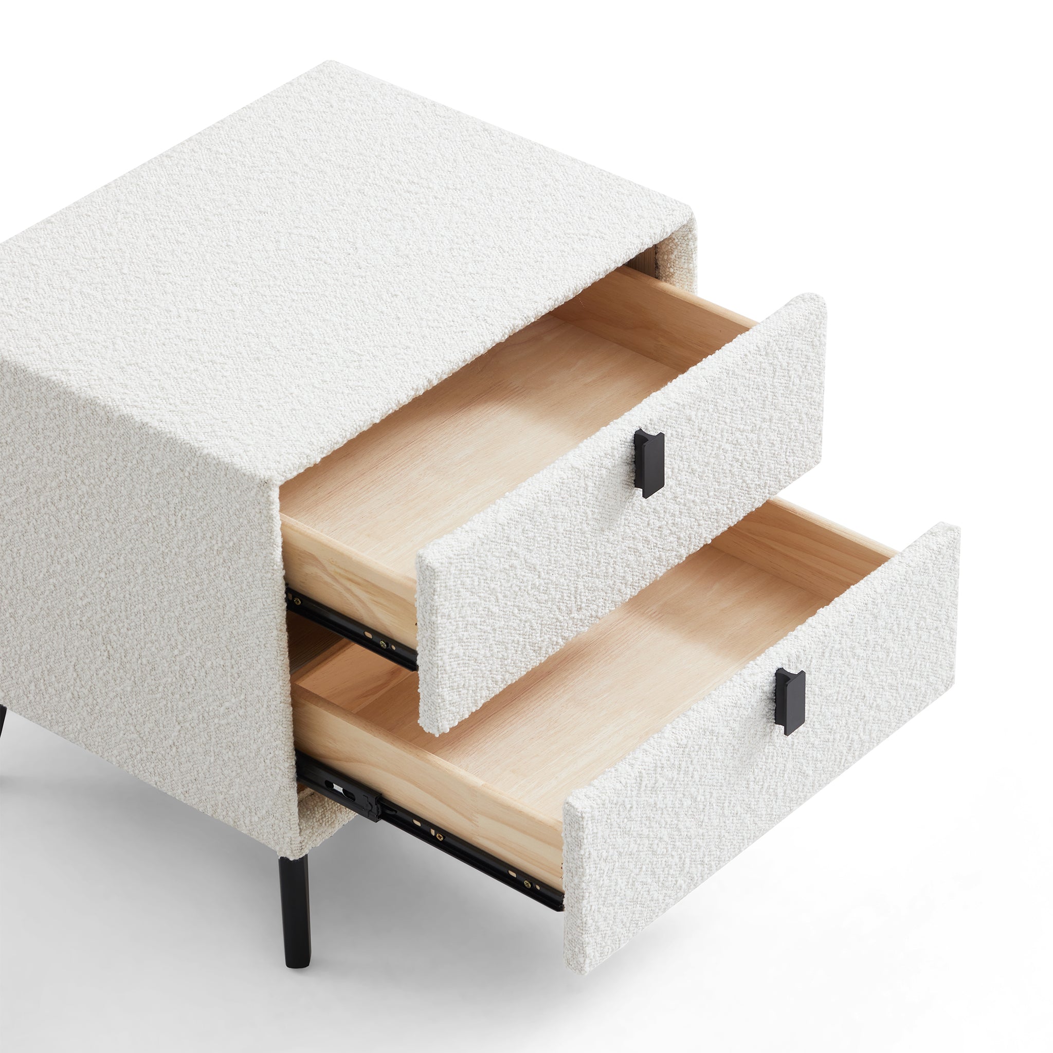 Cushy Boucle Fabric Nightstand