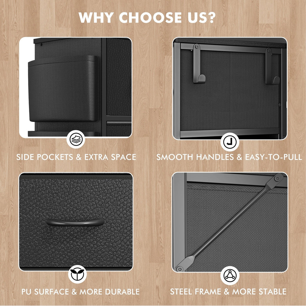 Commode haute en tissu à 12 tiroirs pour chambre à coucher