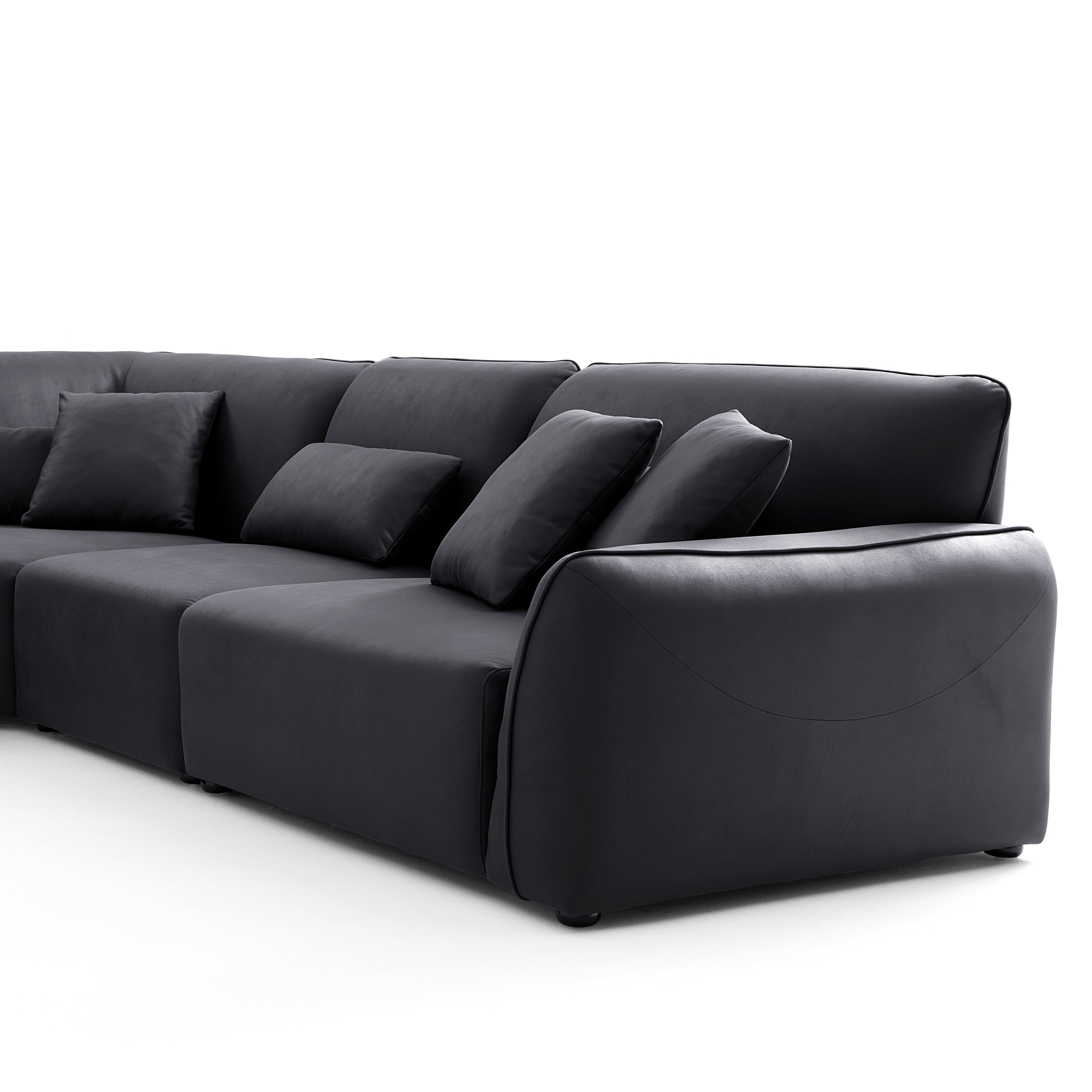 Milano Moda Minimalist Black Corner Sofa