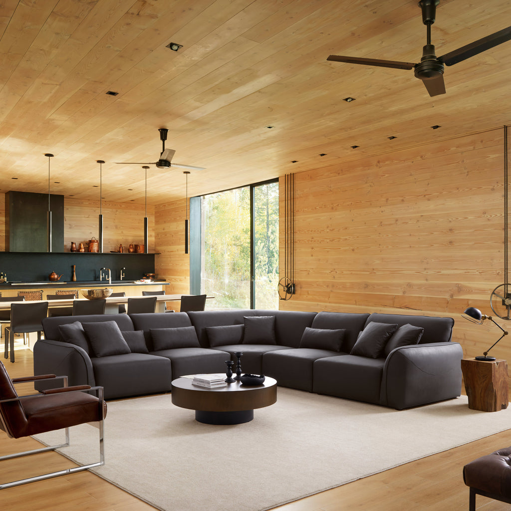 Milano Moda Minimalist Black Corner Sofa