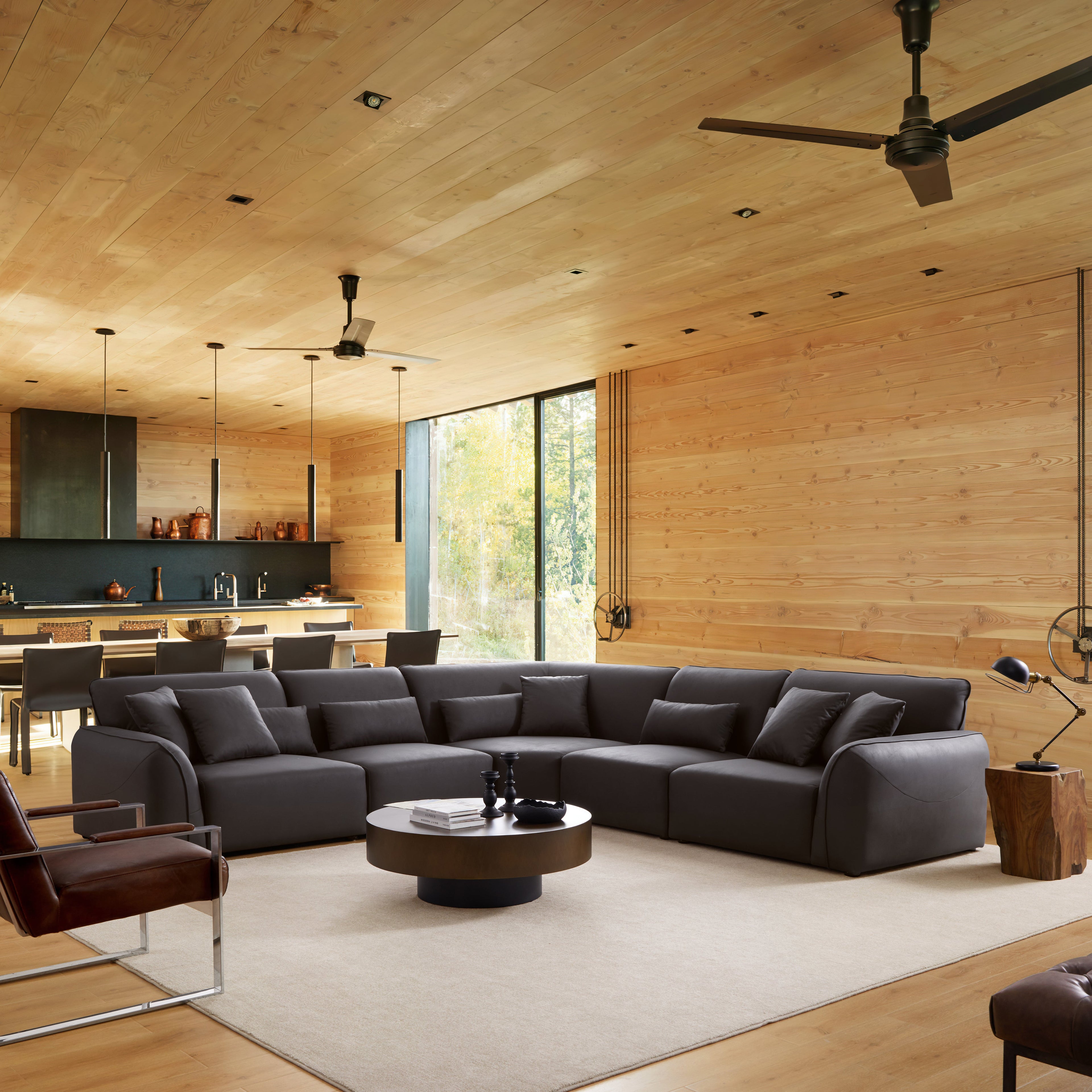 Milano Moda Minimalist Black Corner Sofa