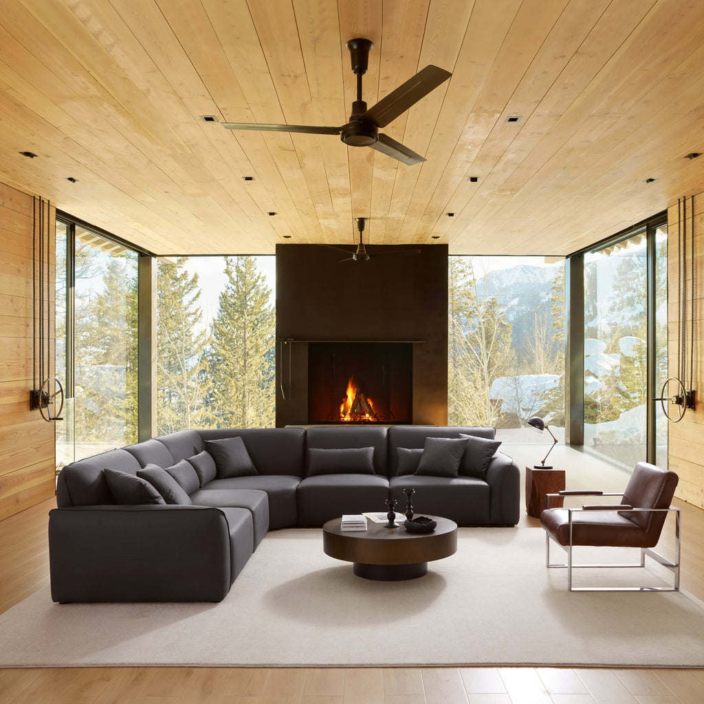 Milano Moda Minimalist Black Corner Sofa