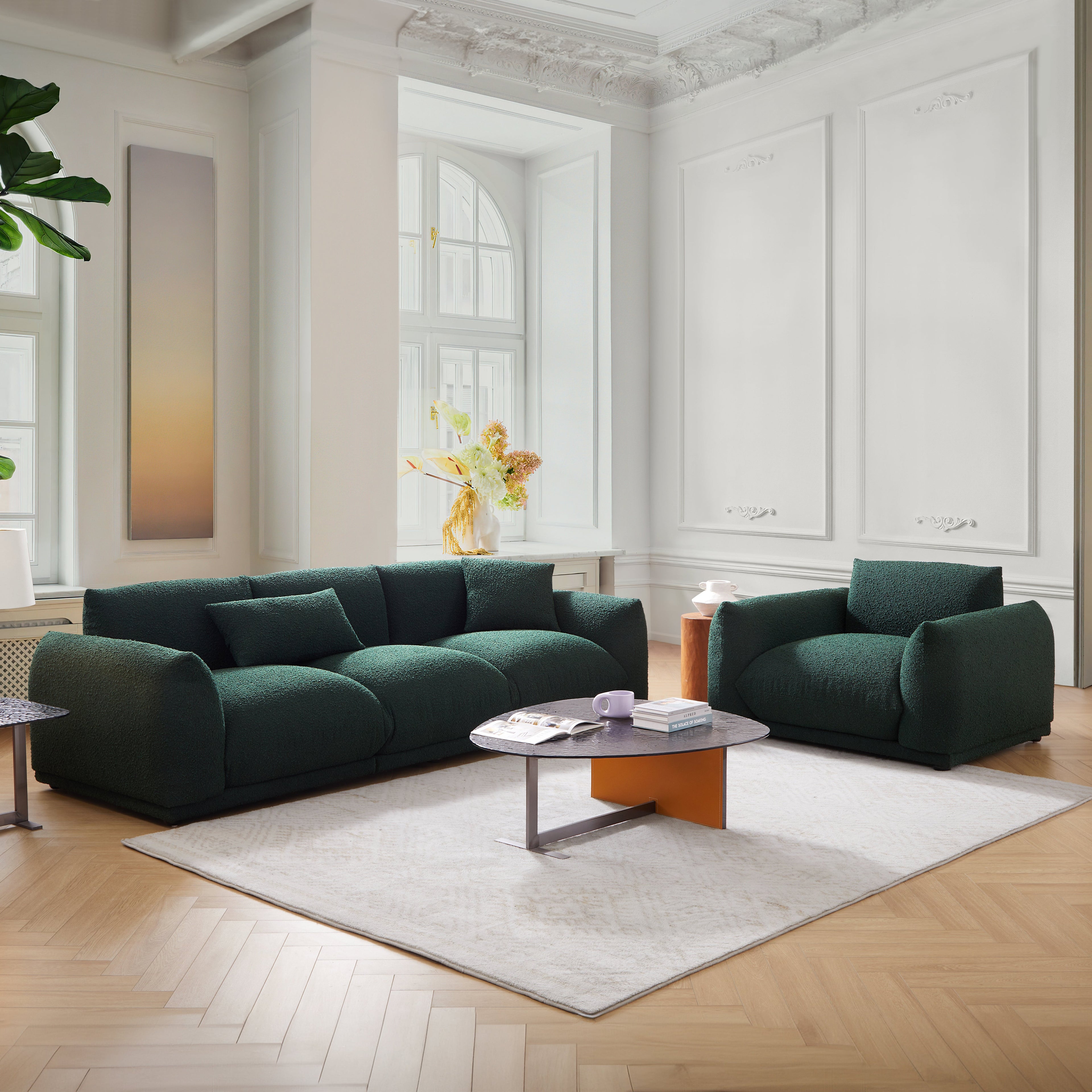 Verdant Lounge Green Boucle Sofa