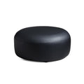 Monolith Round Black Leather Ottoman