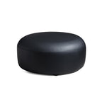 Monolith Round Black Leather Ottoman