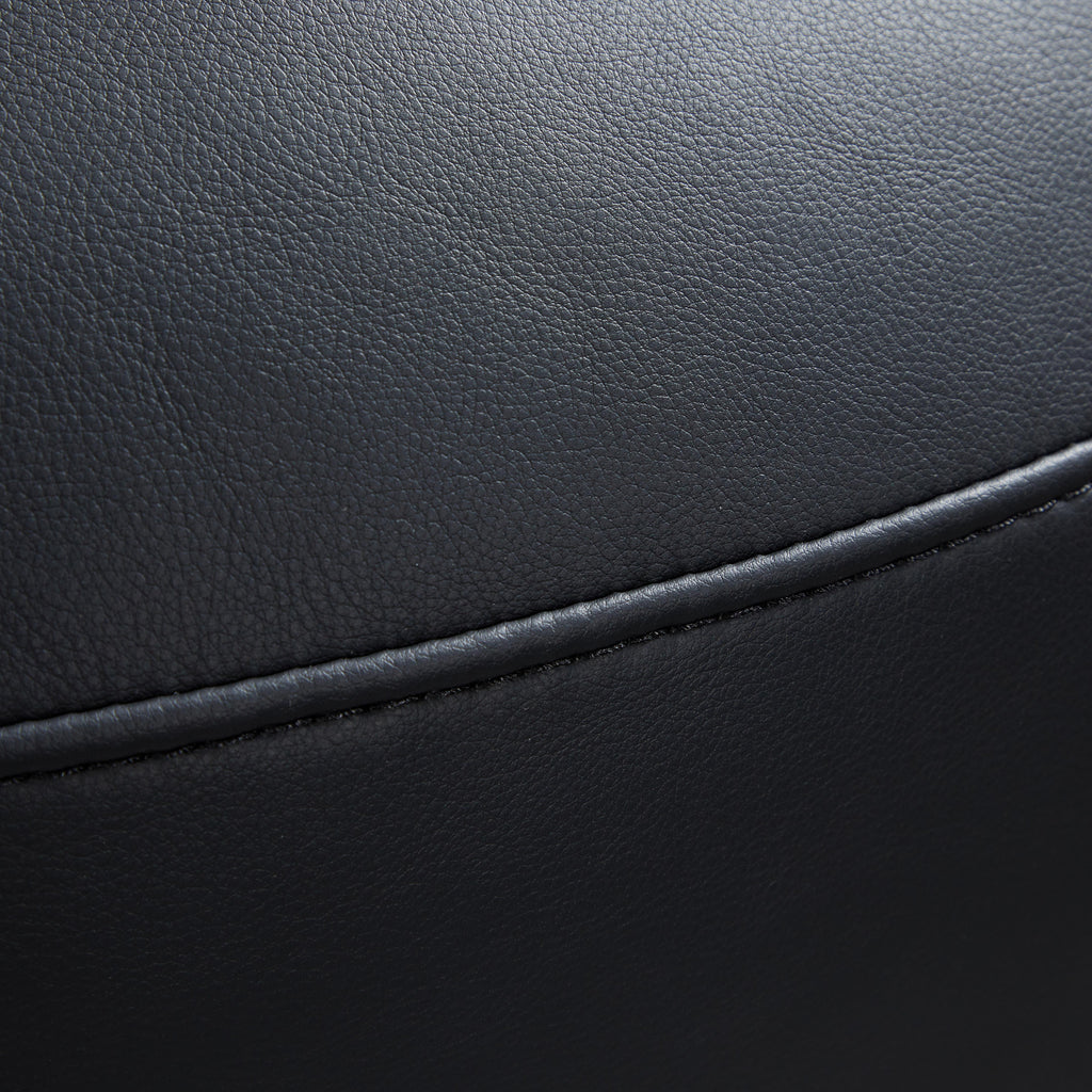 Monolith Round Black Leather Ottoman