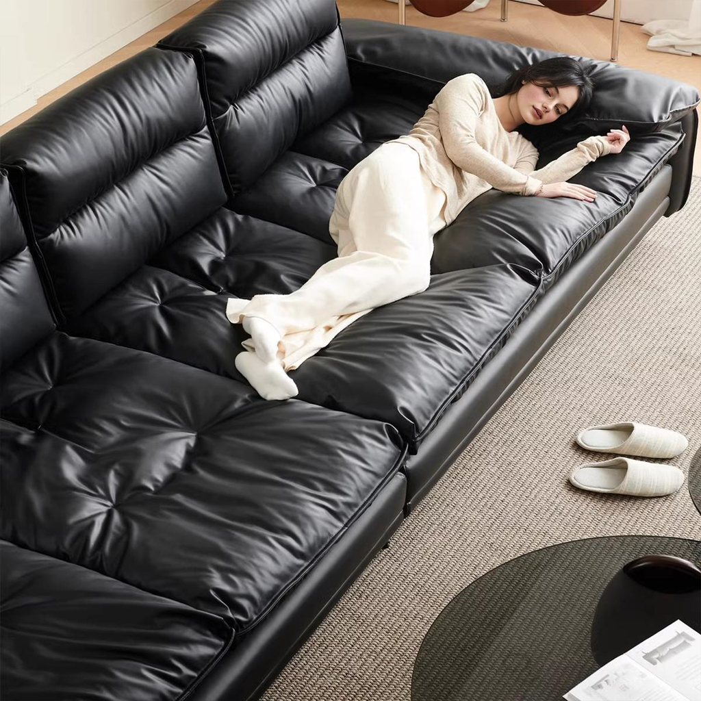 Lewis Adjustable Backrest Ultra-Wide Leather Sofa