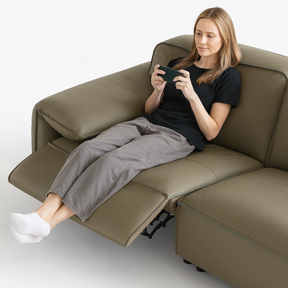Elara Top Grain Leather Power Recliner Sofa