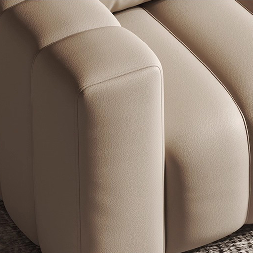 Piano L-Shaped Leather Sectional Sofa with Coffee Table