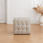 Monarch Leather Tufted Cube Pouf