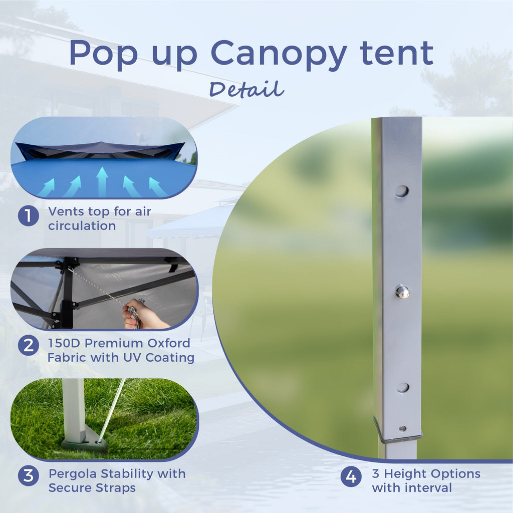 Gazebo de jardin renforcé escamotable avec rideau d'angle élégant - 13 x 13 pi