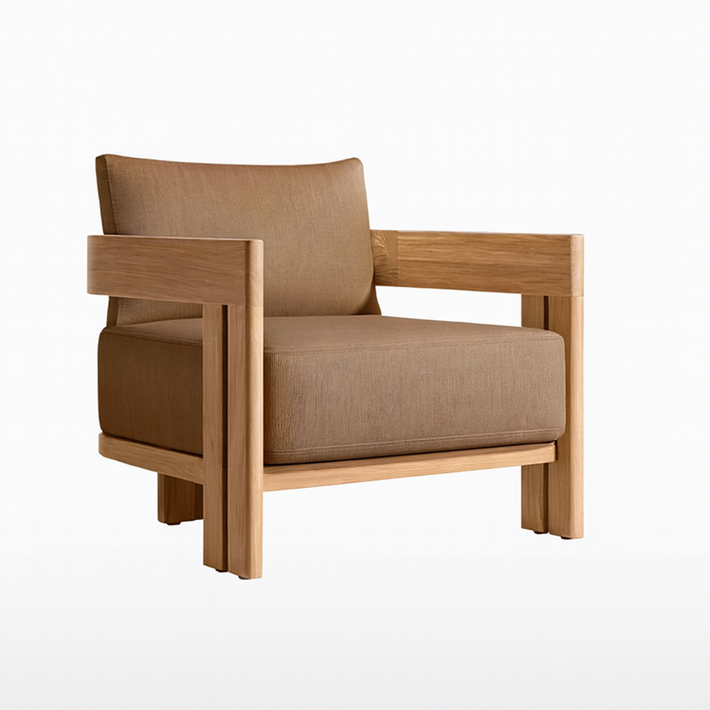 Camryn Outdoor Chat Set With Cushions, Teak/Coffee