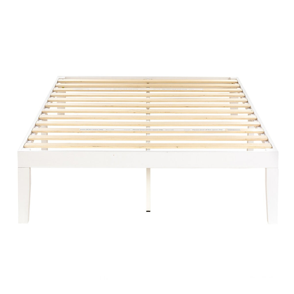 Cadre de lit plateforme classique en bois massif de 16 pouces, disponible en plusieurs finitions