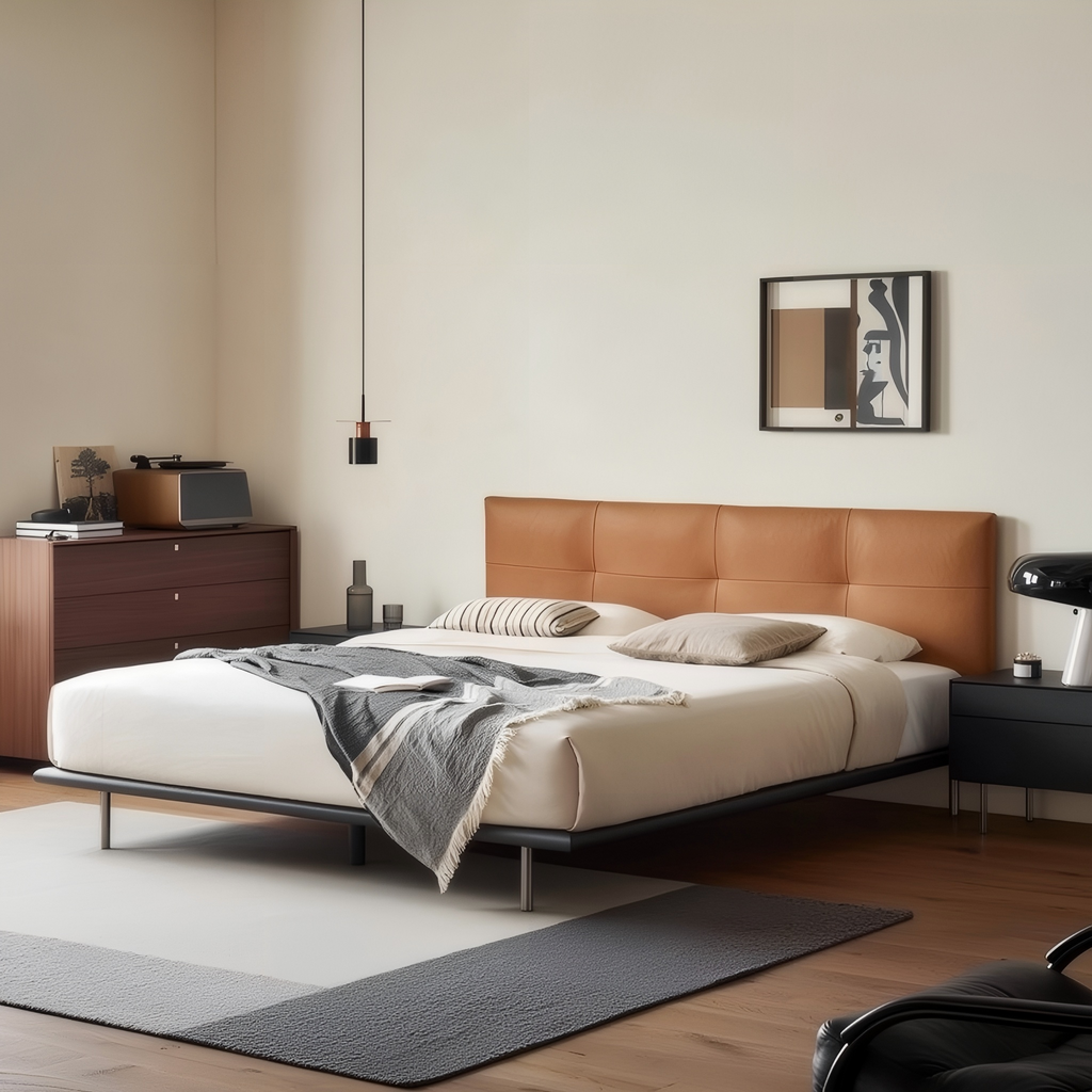 Toffee Brick Leather Bed