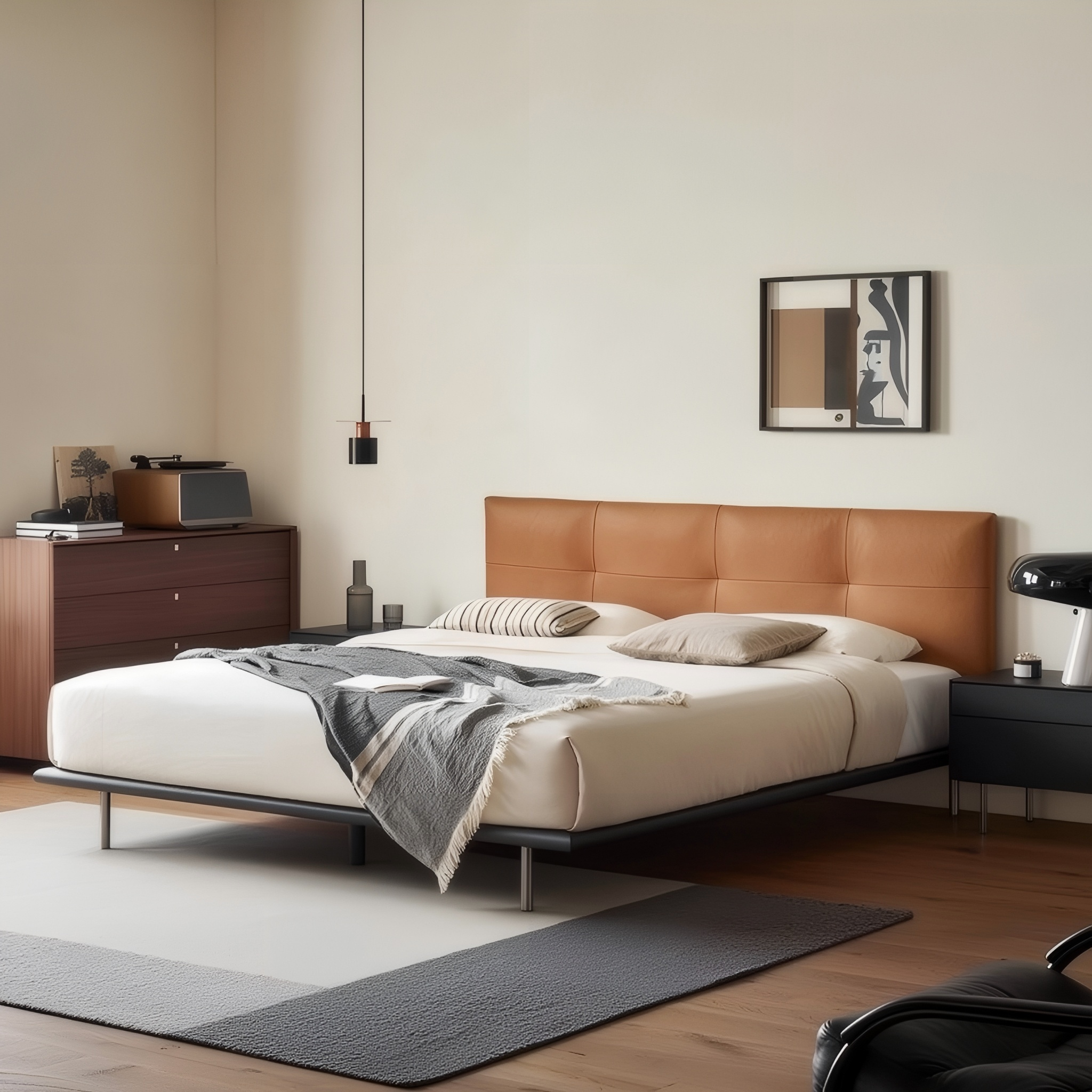 Toffee Brick Leather Bed