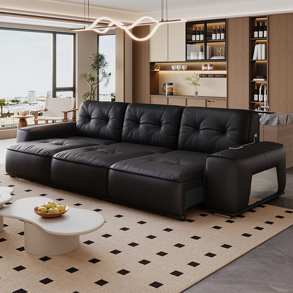 Onyx Leather Electric Recliner Sofa Bed