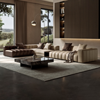 Piano L-Shaped Leather Sectional Sofa with Coffee Table