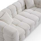 Cushy White Boucle Fabric Tufted Sofa