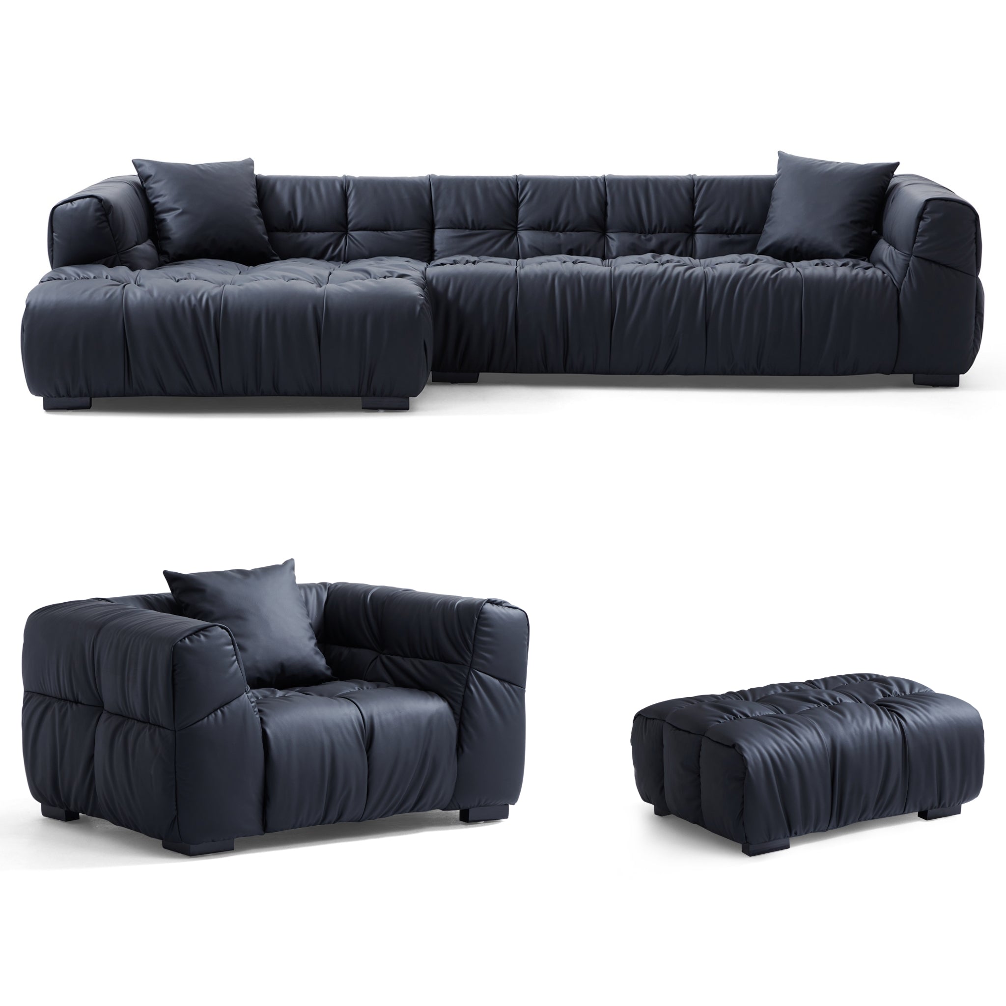 Boba Cream Leathaire Sectional Set