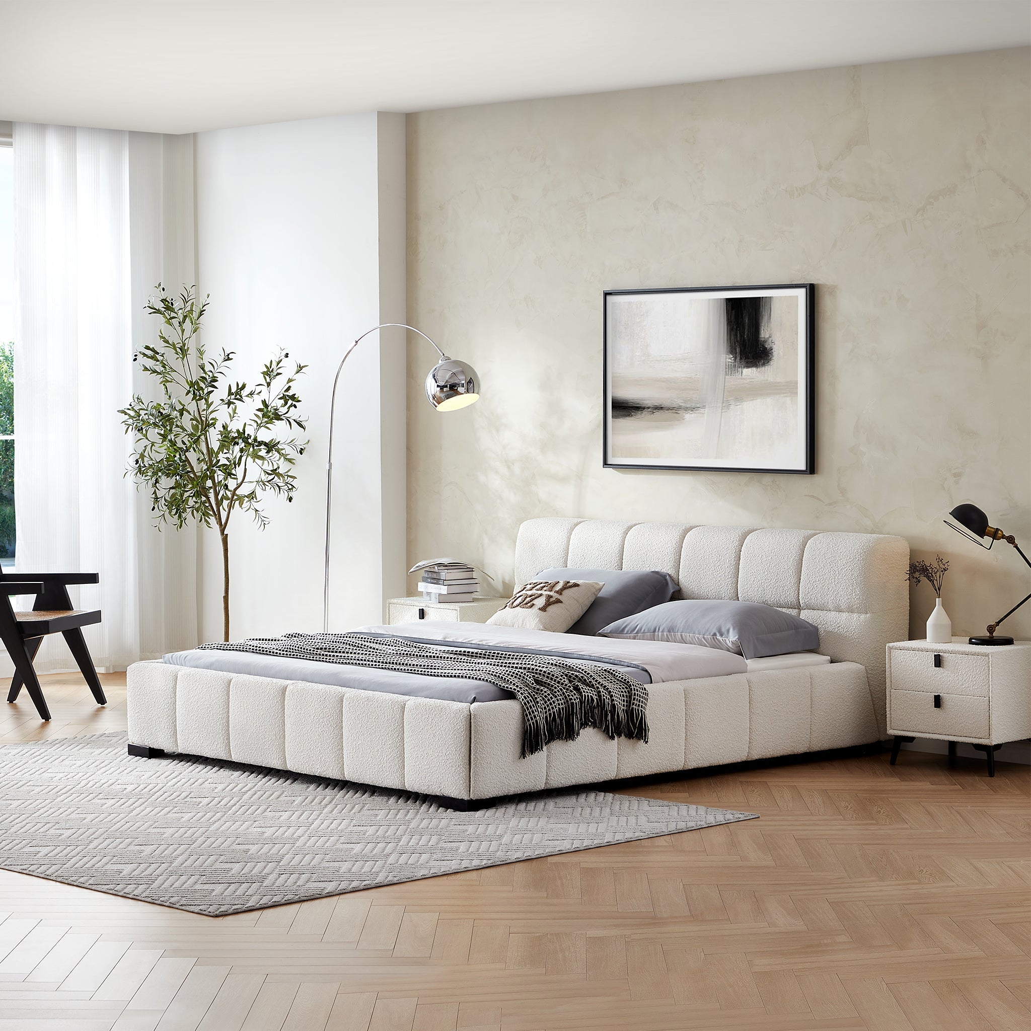 Cushy Boucle Fabric Bed