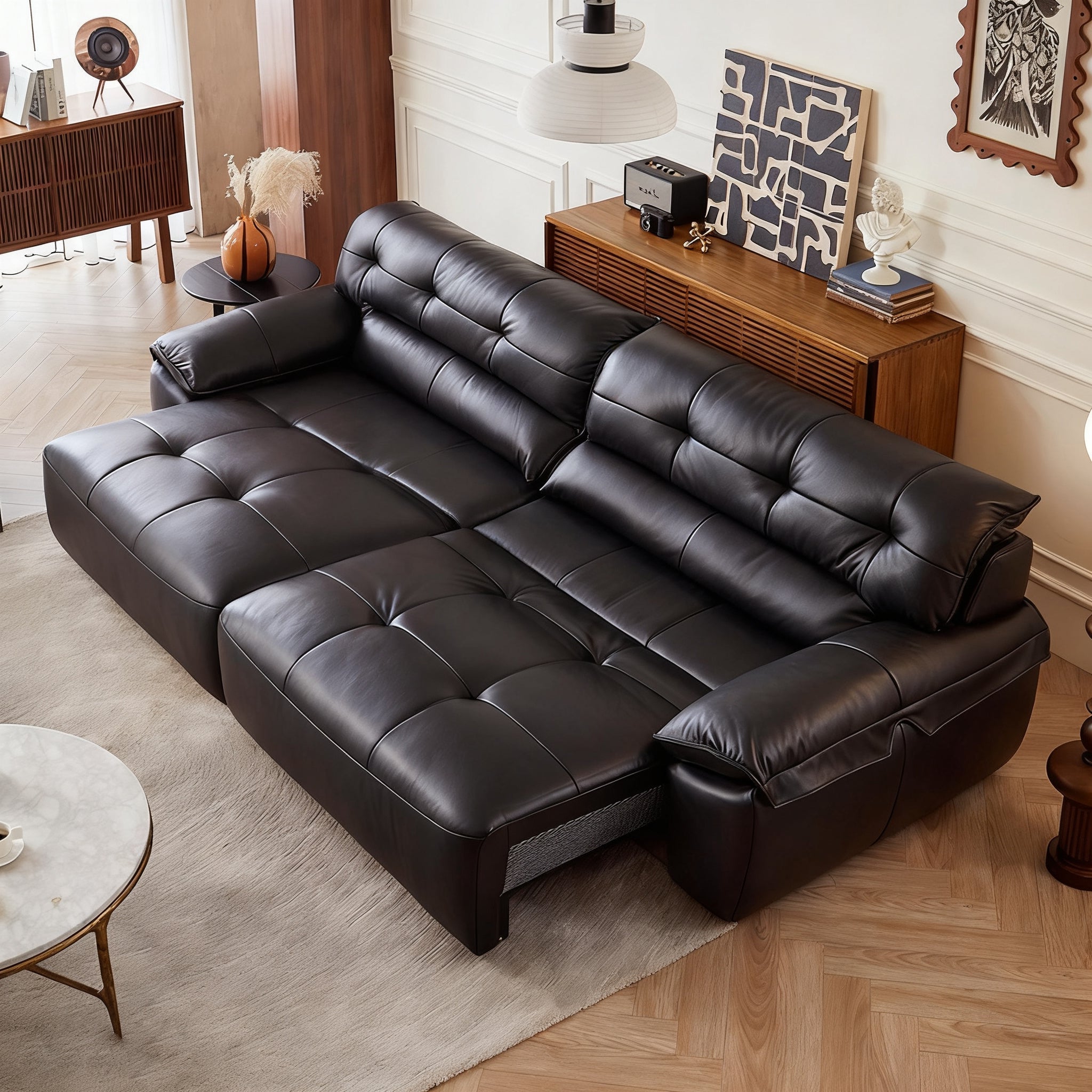 Ridhay Leather Sleeper Sofa