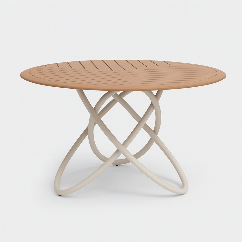 Chloe Outdoor 4-Person Patio Dining Set with Round Teak-Top Table